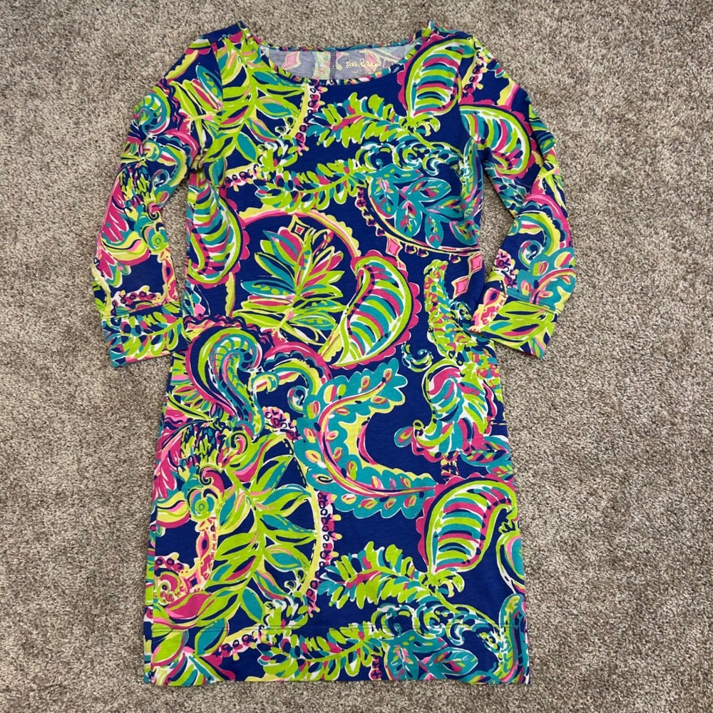 Lilly Pulitzer Marlowe Dress Toucan Play Women Size XS Paisley 3/4 Sleeve